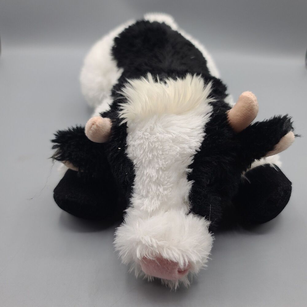 Aurora Plush Black White Cow Stuffed Animal Plush Toy 14 Inches